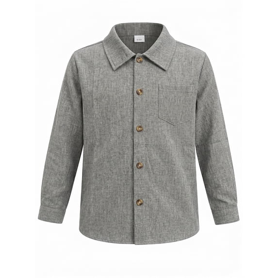 PureChapter Boys Button Down Shirt Textured Long Sleeve Collared Shirt with Chest Pocket Sizes 7-15Y