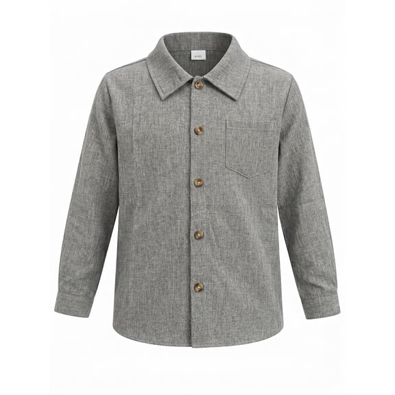 PureChapter Boys Button Down Shirt Textured Long Sleeve Collared Shirt with Chest Pocket Sizes 7-15Y