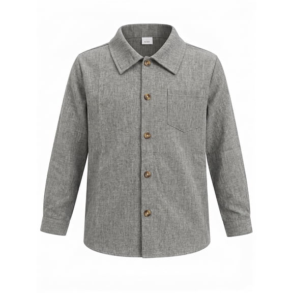 PureChapter Boys Button Down Shirt Textured Long Sleeve Collared Shirt with Chest Pocket Sizes 7-15Y