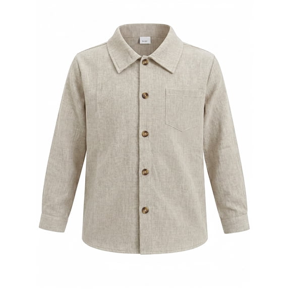 PureChapter Boys Button Down Shirt Textured Long Sleeve Collared Shirt with Chest Pocket Sizes 7-15Y