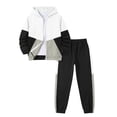 thumbnail image 1 of PureChapter Boys Clothing Sets Color Block Zip Up Hooded Jacket & Jogger Pants 2-Piece Tracksuit for Kids 7-14, 1 of 9