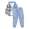 thumbnail image 1 of PureChapter Boys Clothing Sets Plaid Color Block Hooded Button Jacket & Jogger Pants 2-Piece Casual Outfits for Kids 7-15 Years, 1 of 6