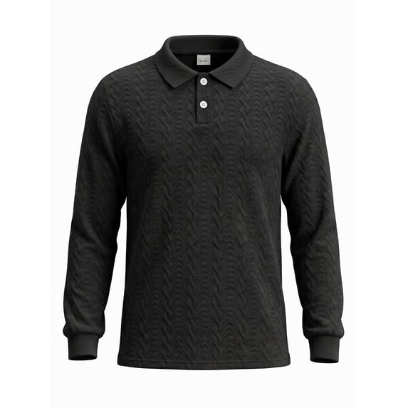 PureChapter Boys Polo Shirt Knit Textured Long Sleeve Collared Shirt for Kids 7-15Y