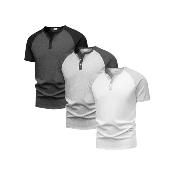 PureChapter Boys T Shirts Short Sleeve Henley Shirts Color Block Casual Summer Clothes Tshirts 3-Pack