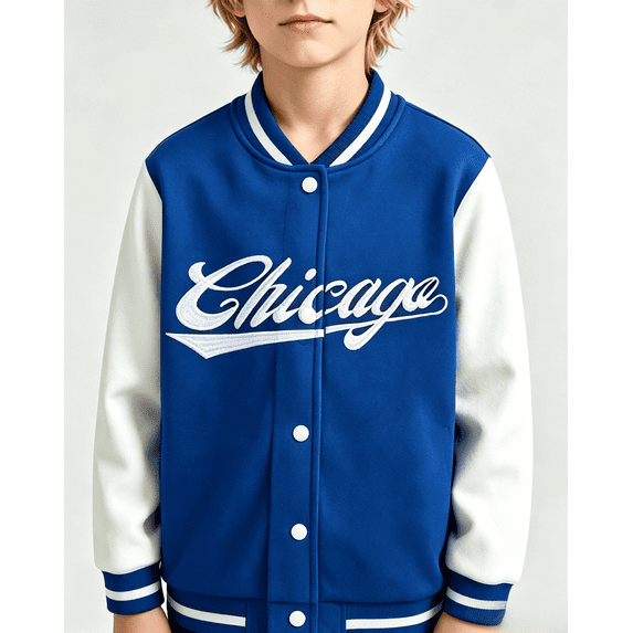 PureChapter Boys Varsity Baseball Jacket Color Block Letter Embroidered Button Bomber Coat for Teen Boys 7-15 Years