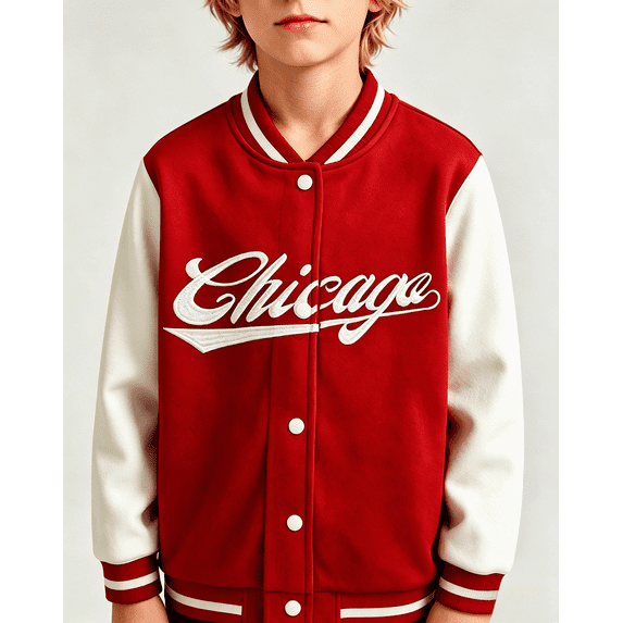 PureChapter Boys Varsity Baseball Jacket Color Block Letter Embroidered Button Bomber Coat for Teen Boys 7-15 Years