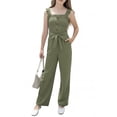 thumbnail image 1 of PureChapter Girls Romper Girls Jumpsuit Solid Color Ruffle Strap Smocked Jumpsuit with Belt & Pockets 5-12Y, 1 of 9