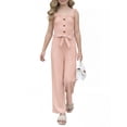 thumbnail image 1 of PureChapter Girls Romper Girls Jumpsuit Solid Color Ruffle Strap Smocked Jumpsuit with Belt & Pockets 5-12Y, 1 of 6