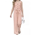 thumbnail image 1 of PureChapter Girls Romper Girls Jumpsuit Solid Color Ruffle Strap Smocked Jumpsuit with Belt & Pockets 5-12Y, 1 of 8
