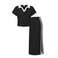 thumbnail image 1 of PureChapter Girls' Clothing Sets Short Sleeve Polo Crop Tops Slit Maxi Skirt Cotton 2 Piece Casual Girls Summer Outfits, 1 of 9