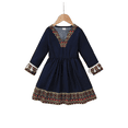 thumbnail image 1 of PureChapter Kids 4-7Y Bohemian Tribal Dress, Navy Blue Long Sleeve V-Neck Dress with Tassel Trim, 1 of 6