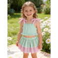 thumbnail image 1 of PureChapter Toddler Girls Striped Straps Crop Top & Layered Ruffle Skirt Set 2-Piece Summer Clothes, 1 of 8