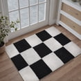 thumbnail image 1 of PureCozy 2'x3' Small Area Rugs for Doorway Bathroom Bedroom Entryway Kitchen Dorm Entrance Modern Shag Soft Non Slip Checkered Washable Rugs, Black & White, 1 of 5