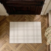 PureCozy 2'x3' Small Area Rugs for Entryway Doorway Bathroom Bedroom Kitchen Dorm Entrance Contemporary Plaid Door Mat Non-Slip Washable Modern Geometric Beige Checkered Rugs Carpets, Beige