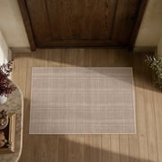 PureCozy 2'x3' Small Area Rugs for Entryway Doorway Bathroom Bedroom Kitchen Dorm Entrance Modern Geometric Contemporary Plaid Door Mat Non Slip Beige Washable Rugs, Beige deal from Walmart