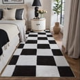 thumbnail image 1 of PureCozy 2'x6' Runner Rugs for Hallway Entrance Bedroom Entryway Kitchen Modern Soft Shag Non Slip Checkered Washable Runner Rug, Black & White, 1 of 5