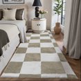 thumbnail image 1 of PureCozy 2'x6' Runner Rugs for Hallway Entrance Bedroom Entryway Kitchen Modern Soft Shag Non Slip Checkered Washable Runner Rug, Coffee & White, 1 of 4