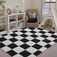 thumbnail image 1 of PureCozy 3'x5' Area Rugs for Entryway Entrance Kitchen Bedroom Office Rugs Modern Soft Shag Non Slip Checkered Washable Rugs, Black & White, 1 of 5