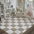 thumbnail image 1 of PureCozy 3'x5' Area Rugs for Entryway Entrance Kitchen Bedroom Office Rugs Modern Soft Shag Non Slip Checkered Washable Rugs, Coffee & White, 1 of 5