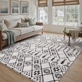 thumbnail image 1 of PureCozy 5'x7' Area Rugs for Entryway Entrance Kitchen Bedroom Office Rugs Boho Moroccan Soft Shag Non Slip Checkered Washable Rugs, Black, 1 of 5