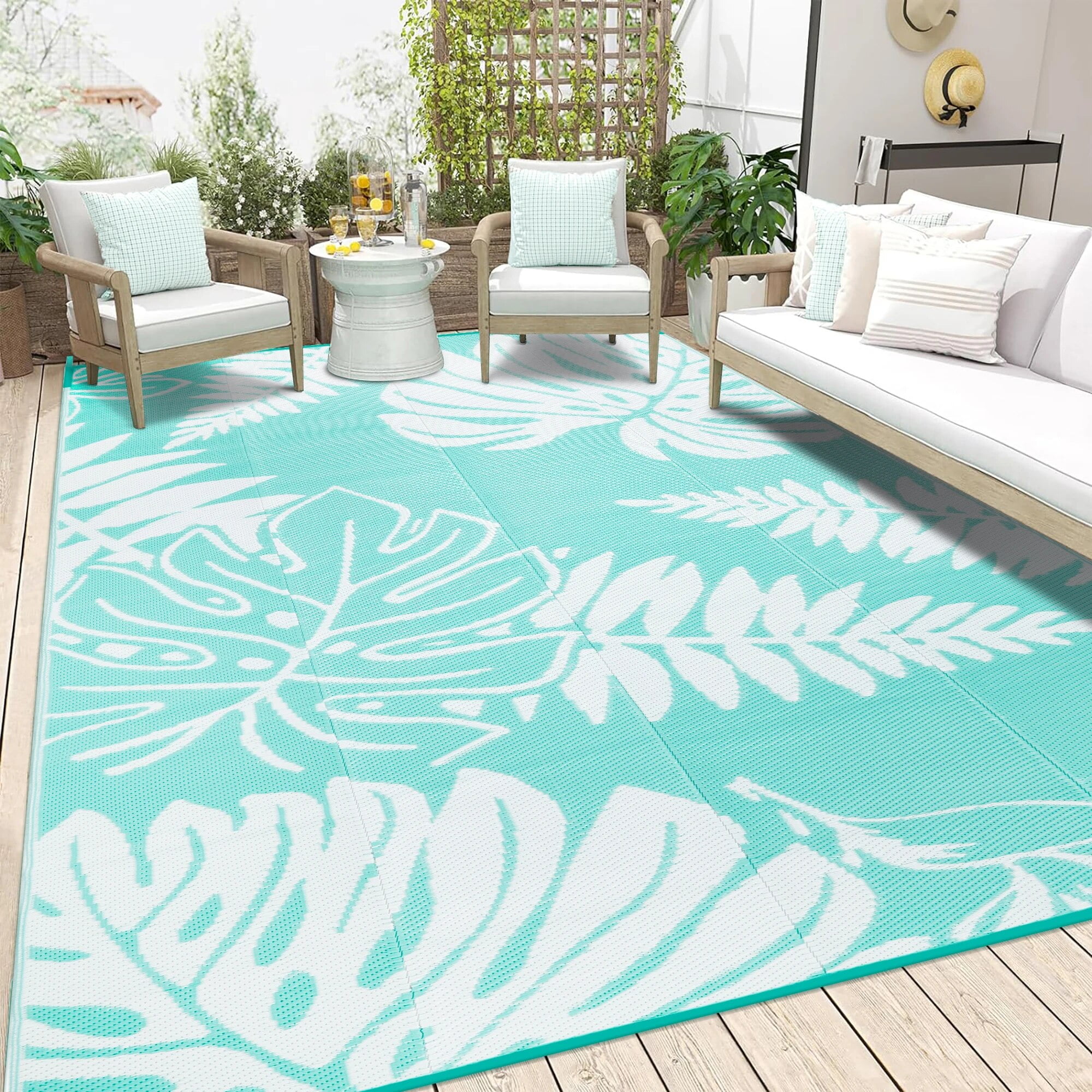 PureCozy 5'x8' Outdoor Area Rugs Plastic Straw,Reversible Waterproof