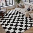 thumbnail image 1 of PureCozy 6'x9' Area Rugs for Entryway Entrance Kitchen Bedroom Office Rugs Modern Soft Shag Non Slip Checkered Washable Rugs, Black & White, 1 of 5