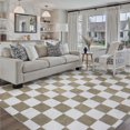 thumbnail image 1 of PureCozy 6'x9' Area Rugs for Entryway Entrance Kitchen Bedroom Office Rugs Modern Soft Shag Non Slip Checkered Washable Rugs, Coffee & White, 1 of 5