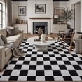 thumbnail image 1 of PureCozy 8'x10' Area Rugs for Entryway Entrance Kitchen Bedroom Office Rugs Modern Soft Shag Non Slip Checkered Large Washable Rugs, Black & White, 1 of 5