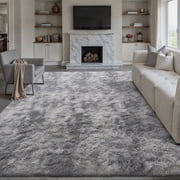 PureCozy 8x10 Shag Area Rugs for Living Room Bedroom Dining Room Office Farmhouse, Plush Indoor Decorative Long-haired Large Gray Rugs Carpet, Gray