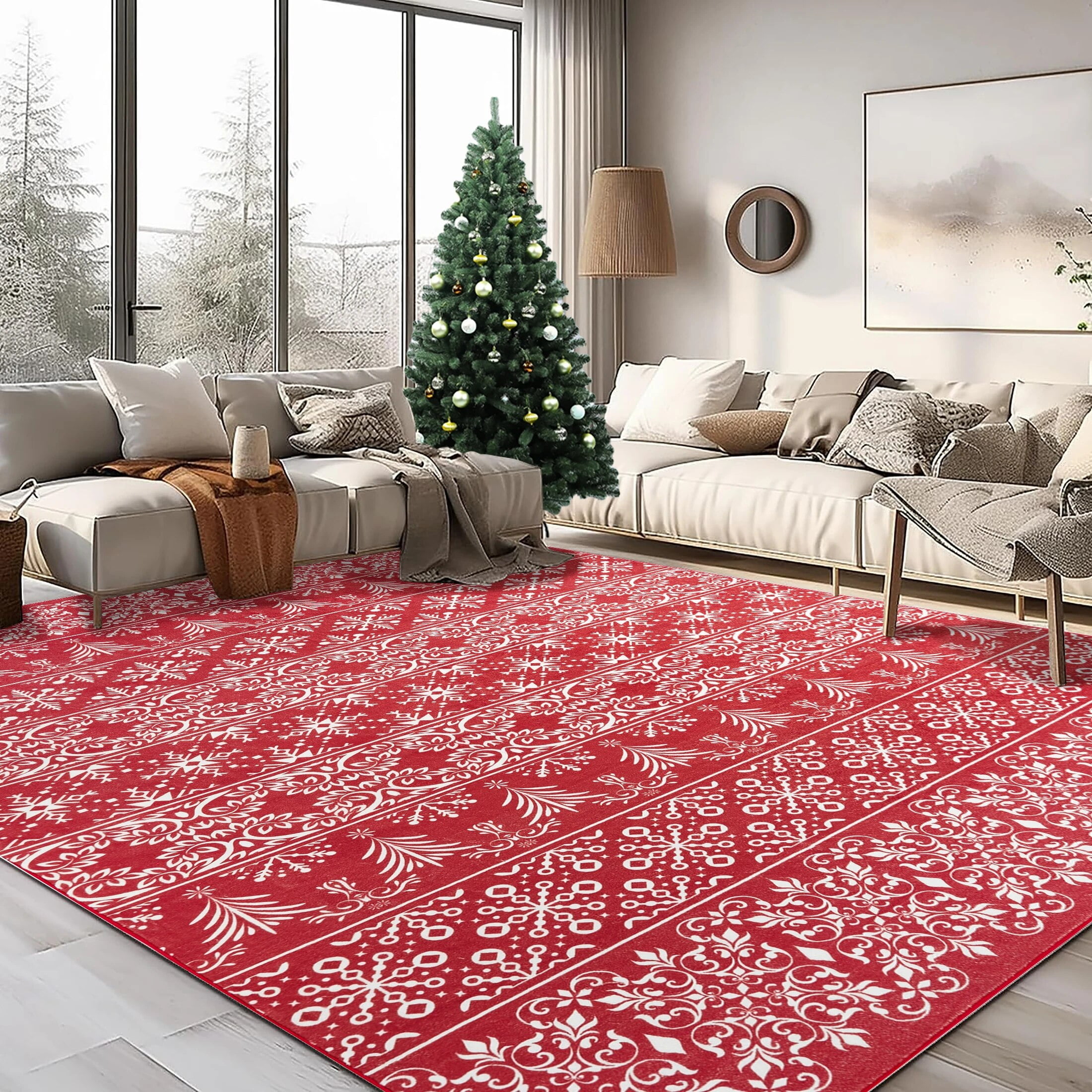 BERTHMEER Christmas Area Rugs for Living Room,NonSlip Entrance Hall