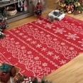 thumbnail image 1 of BERTHMEER Christmas Area Rugs,Soft Bedroom Rugs,Washable Dining Room Rugs,Boho Snowflake Pattern Decorative Carpet,Red&White 5x7 ft, 1 of 4