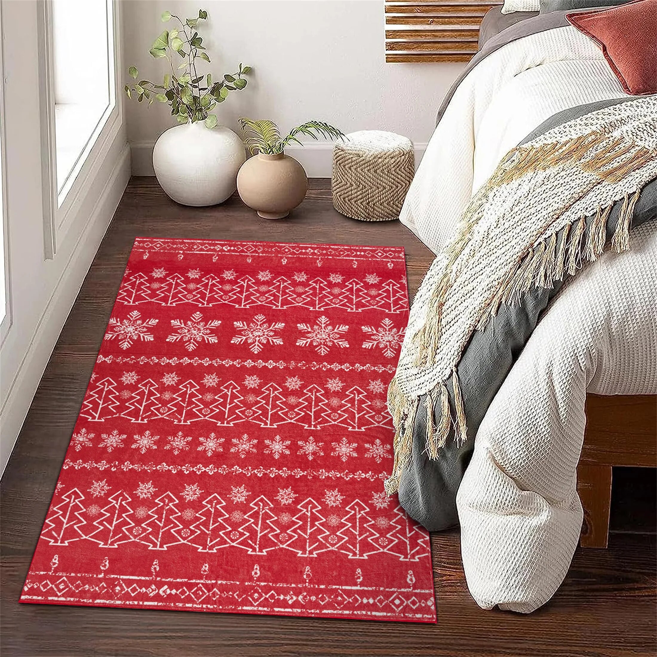 PureCozy 3'x5' Red Area Rugs,NonSlip Machine Washable Kitchen Rugs