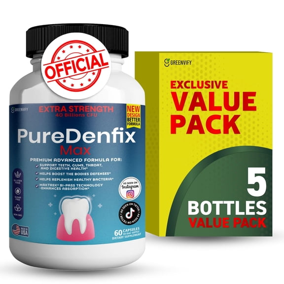 PureDenfix Max Extra Strength Probiotic Supplement 40 Billion CFU Oral & Digestive Health Support 300 Capsules
