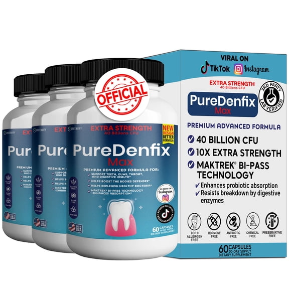 PureDentix Max Probiotic Supplement 40 billion CFU, Extra Strength Formula for |Teeth Gums & Digestive Health | 180 Capsules