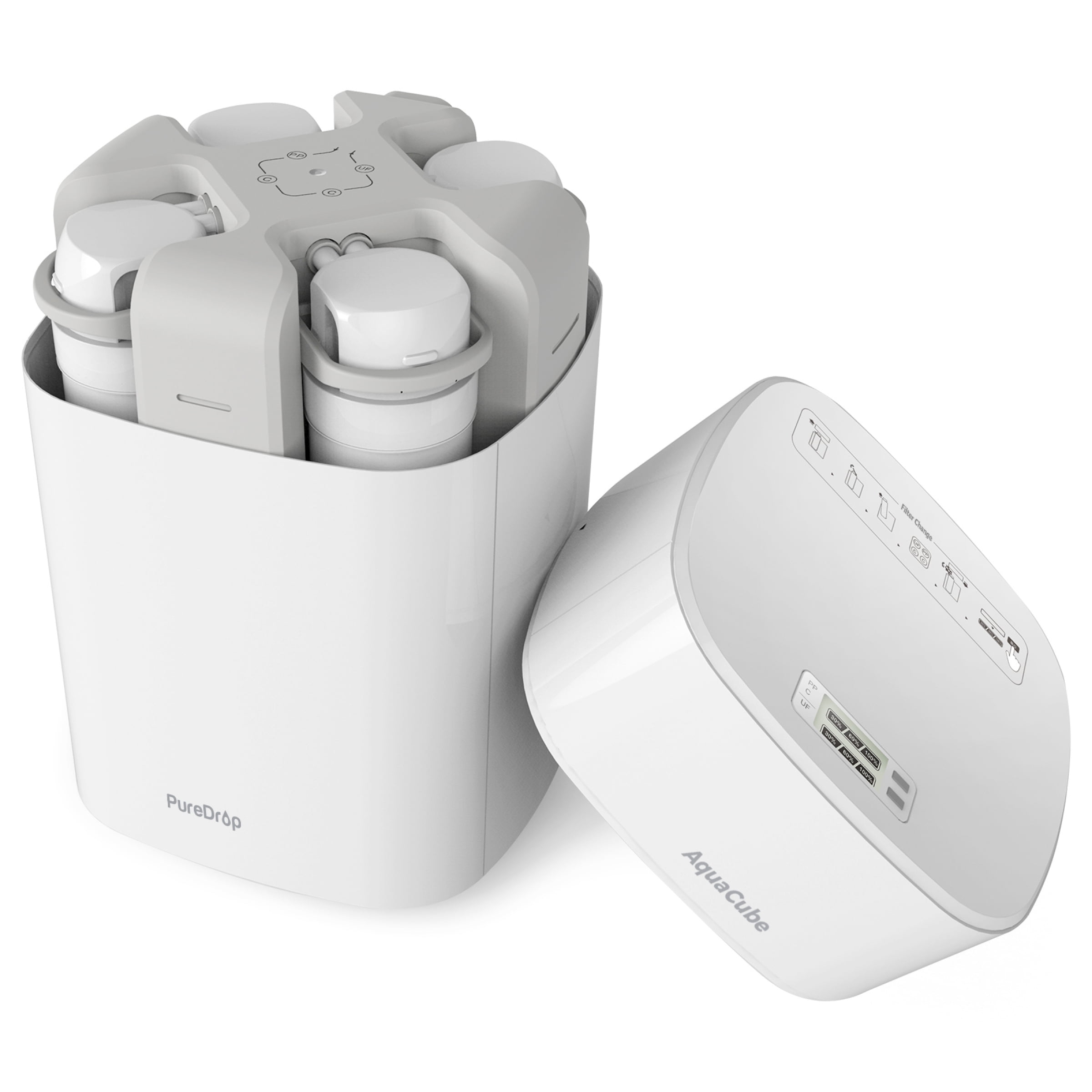 PureDrop AquaCube White Compact 4-Stage Under Sink Water Filter System