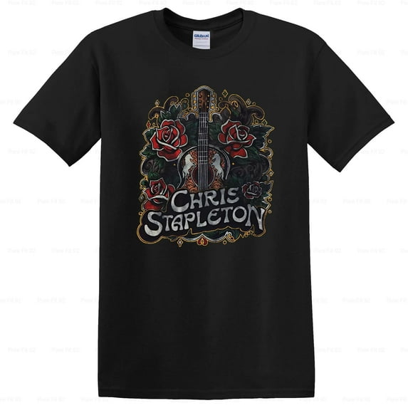 PureFit92 Chris Stapleton Guitar & Roses Tour Tee, for men & women, up to size 5XL.