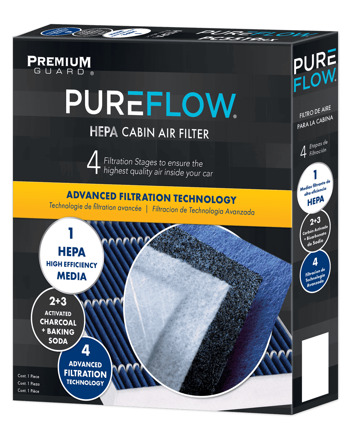 PUREFLOW PC99052HX HEPA Cabin Air Filter | Fits 2014-2020 Nissan Rogue 2.5L; 2017-2022 Rogue Sport 2.0L; 2015-2025 X-Trail 2.5L; 2017-2023 Qashqai 2.0L