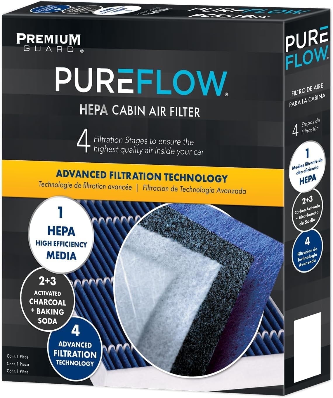 PUREFLOW PC99164HX HEPA Cabin Air Filter | Fits 2016-2023 Mercedes-Benz GLC300 2.0L; 2015-2023 C300 2.0L, C63 AMG S 4.0L; 2016-2019 GLE350 3.5L, GLE400 3.0L, GLE63 AMG S 5.5L