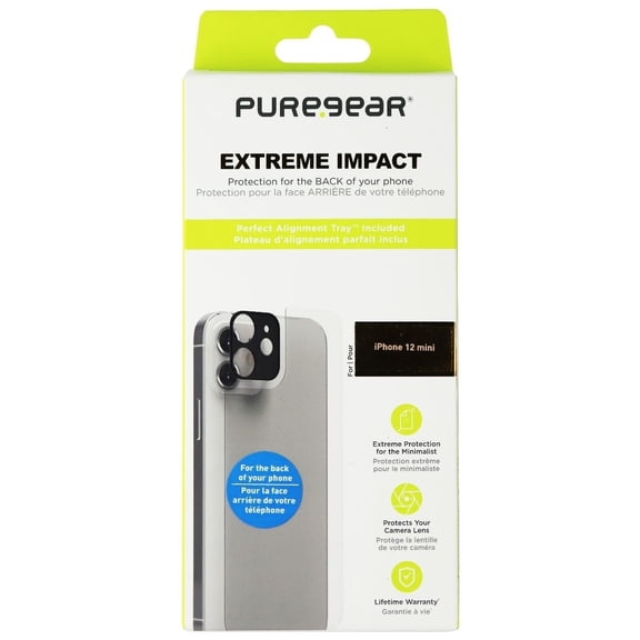 PureGear Extreme Impact Film Screen and Glass Camera Protector for iPhone 12 Mini