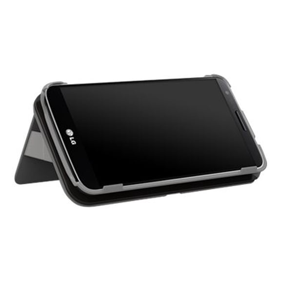 PUREGEAR BLACK FOLIO WALLET CASE COVER CARD SLOT STAND FOR LG G2 PHONE