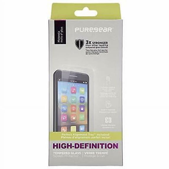 PureGear HD Clear Tempered Glass Screen Protector for Motorola Moto E5 Plus with Self Alignment Tray, Touch Sensitive, Case Friendly, Lifetime Replacement Warranty
