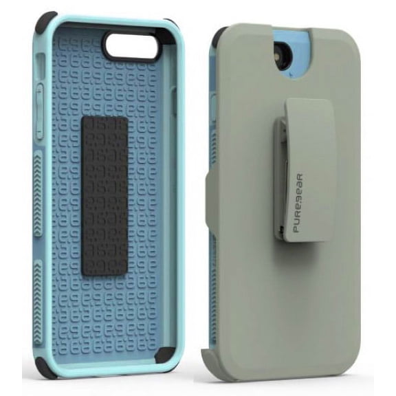 PureGear [Light Blue] Dualtek Extreme Rugged Case Cover + Belt Clip Holster with Stand for Apple iPhone 7 Plus, iPhone 8 Plus