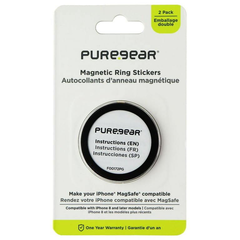 PureGear Magnetic Ring Stickers for iPhone 8 & Later Models 63870PG - Black