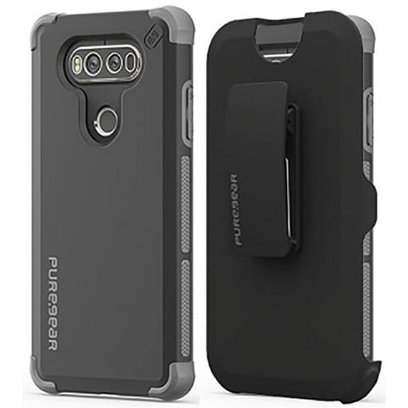 PureGear (Matte Black) Dualtek Extreme Rugged Case Cover + Belt Clip Hip Holster with Stand for LG V20 (Sprint LS997, Verizon VS995, US Cellular US996, AT&T H910, T-Mobile H918, H990, H990DS)