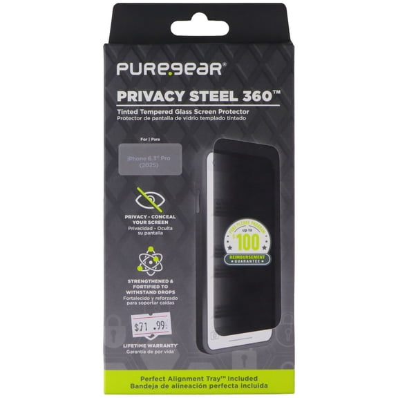 PureGear Steel 360 Glass Screen Protector for Apple iPhone 17 Pro - Privacy