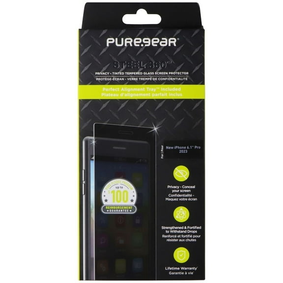 PureGear Steel 360 Privacy Tinted Tempered Glass for iPhone 15 Pro