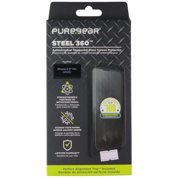 PureGear Steel 360 Tempered Glass Screen Protector for Apple iPhone 17 Pro