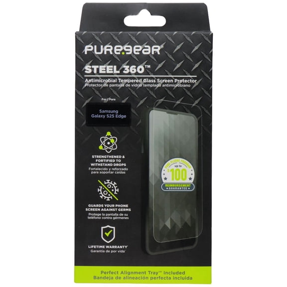 PureGear Steel 360 Tempered Glass Screen Protector for Samsung Galaxy S25 Edge