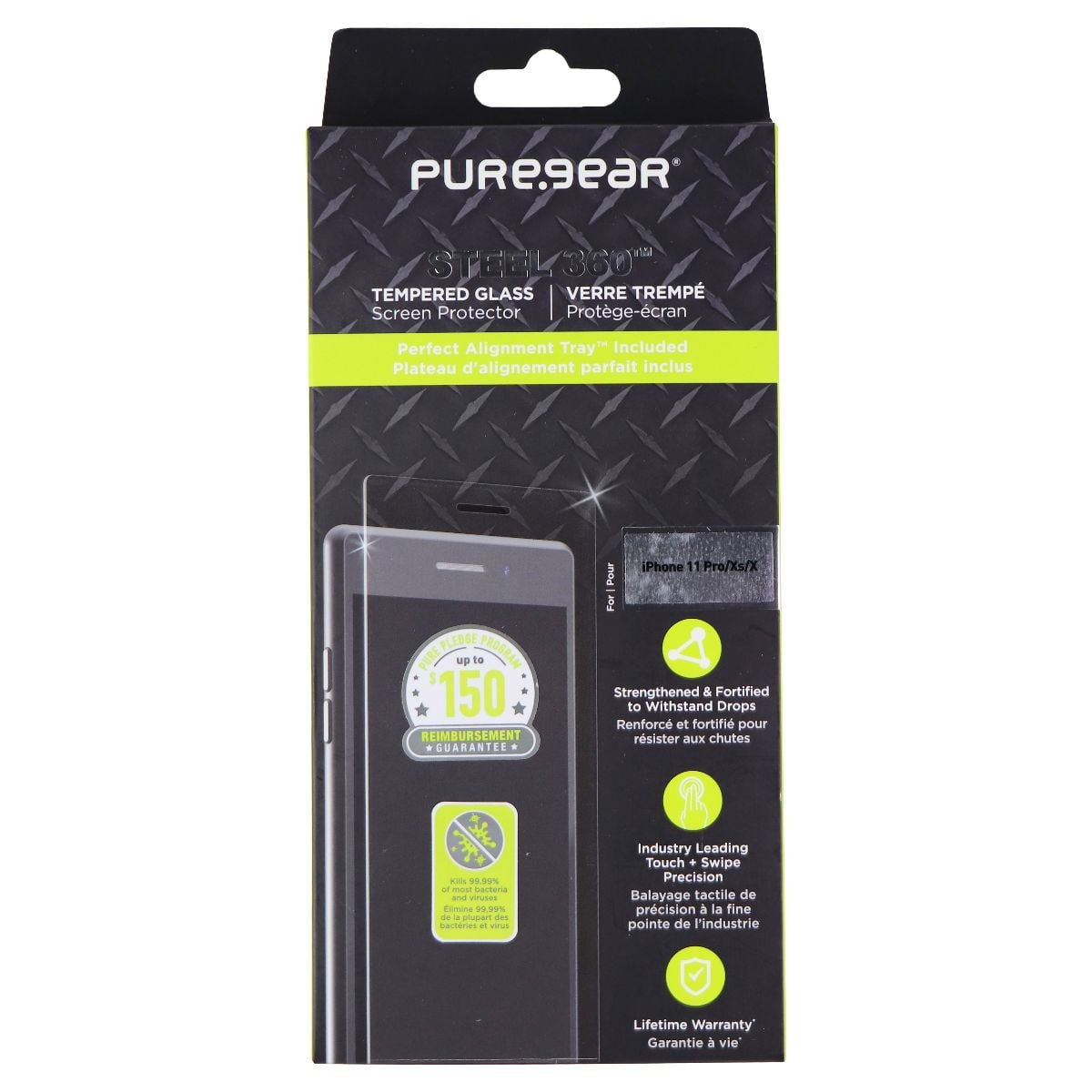 PureGear Apple iPhone 11 2-Way Privacy Glass Screen Protector with  Alignment Tray