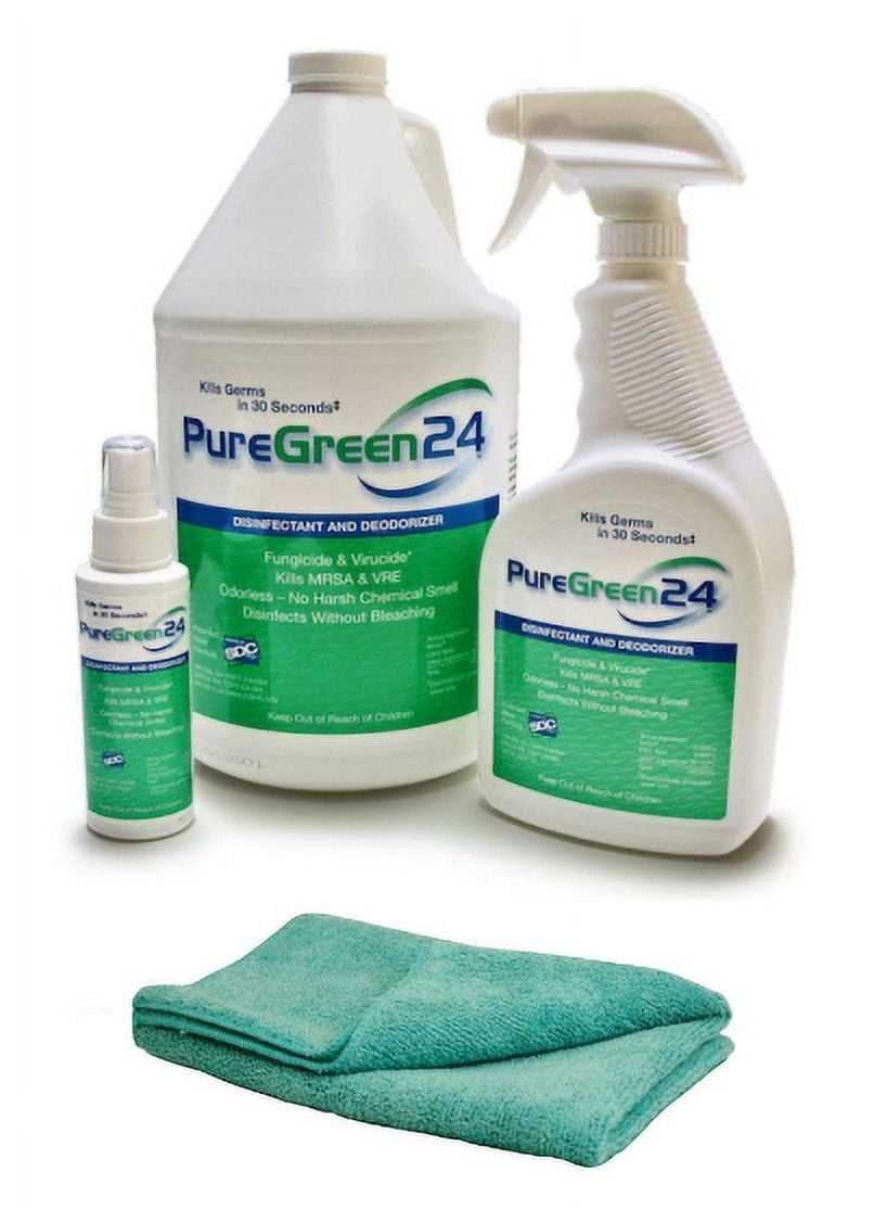 PureGreen24 Disinfectant, Kills Deadly Germs Without The use of Toxic Chemicals (1 4oz, 1 32oz